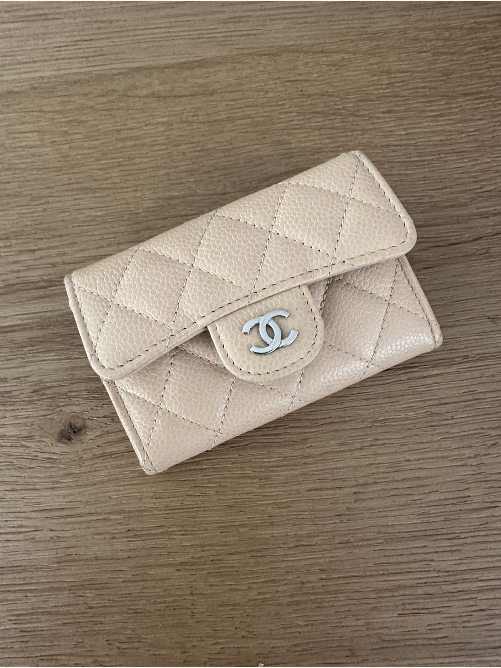 Chanel Quilted Card Wallet in Beige